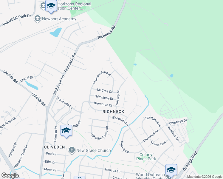 map of restaurants, bars, coffee shops, grocery stores, and more near 908 Bickerton Court in Newport News