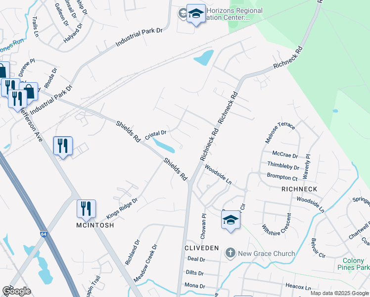 map of restaurants, bars, coffee shops, grocery stores, and more near 719 Emerald Ct in Newport News