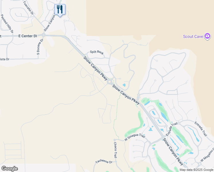 map of restaurants, bars, coffee shops, grocery stores, and more near 1500 East Black Desert Drive in Ivins