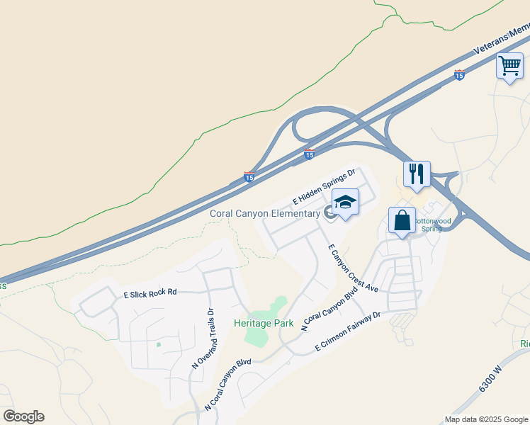 map of restaurants, bars, coffee shops, grocery stores, and more near 3249 East Hidden Springs Drive in Washington