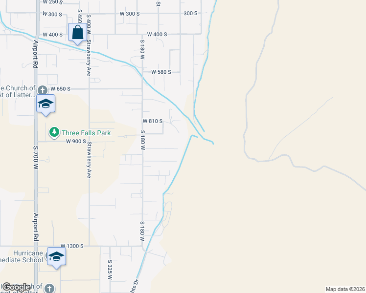 map of restaurants, bars, coffee shops, grocery stores, and more near 4 West 960 South in Hurricane