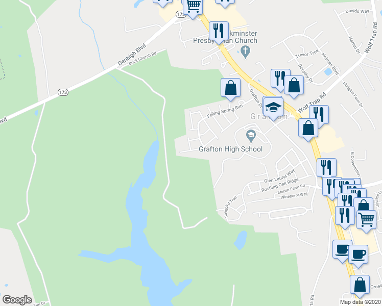 map of restaurants, bars, coffee shops, grocery stores, and more near 119 2 Turkey Run in Yorktown
