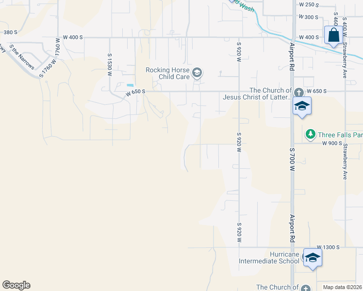 map of restaurants, bars, coffee shops, grocery stores, and more near 3347 South 1100 West in Hurricane