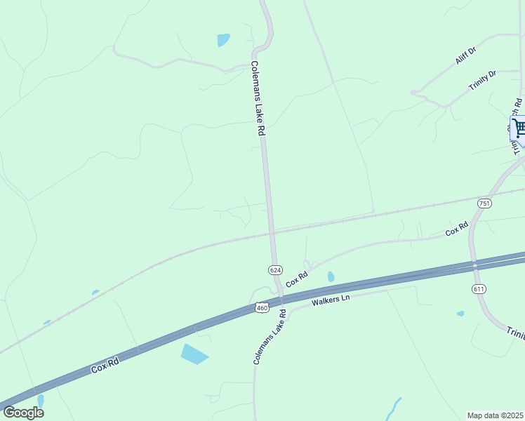 map of restaurants, bars, coffee shops, grocery stores, and more near 7904 Colemans Lake Road in Church Road