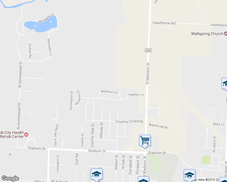 map of restaurants, bars, coffee shops, grocery stores, and more near 1307 Matthew Circle in Webb City
