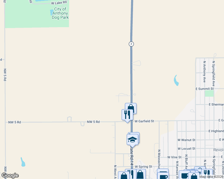 map of restaurants, bars, coffee shops, grocery stores, and more near 817 West Wheatridge Drive in Anthony