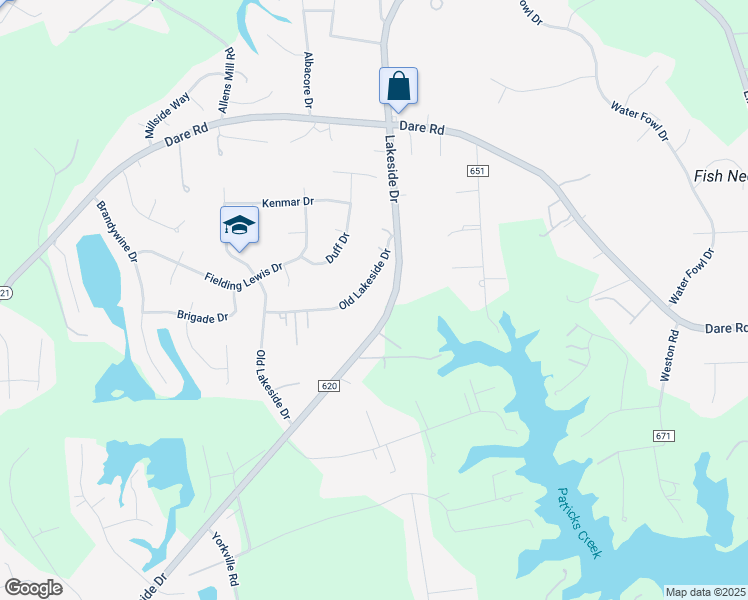 map of restaurants, bars, coffee shops, grocery stores, and more near 108 Olivia Court in Yorktown