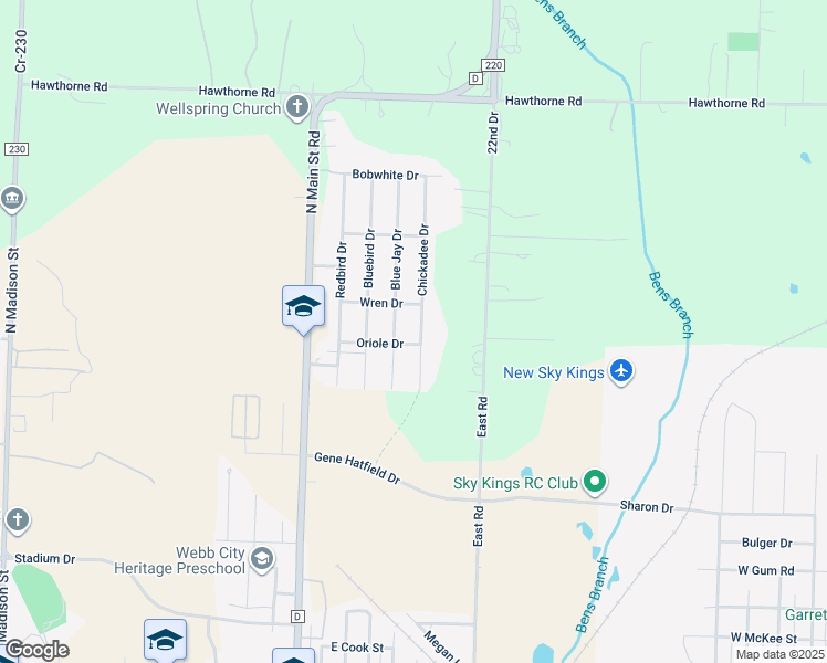 map of restaurants, bars, coffee shops, grocery stores, and more near Chickadee Drive in Webb City