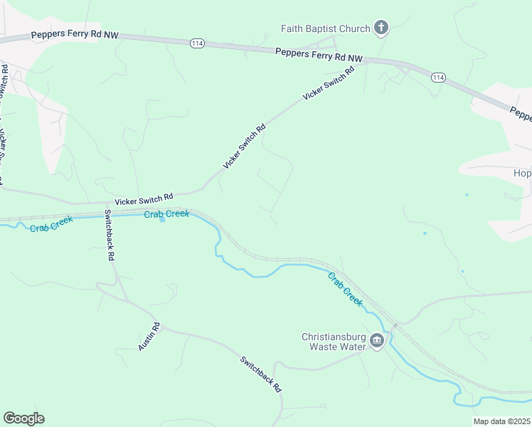 map of restaurants, bars, coffee shops, grocery stores, and more near 284 Easy Street in Christiansburg