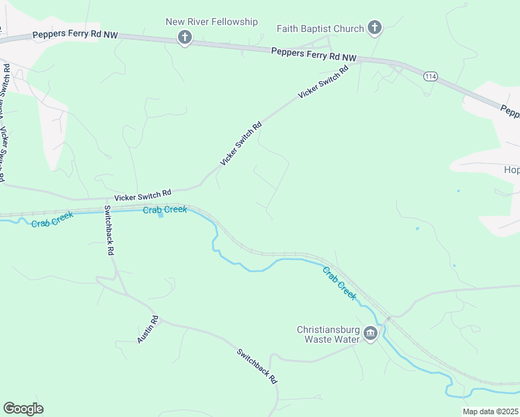 map of restaurants, bars, coffee shops, grocery stores, and more near 284 Easy Street in Christiansburg