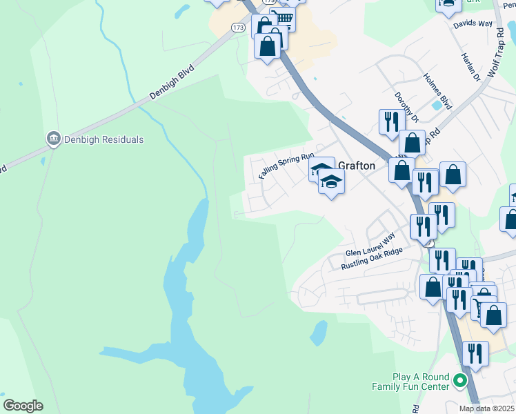 map of restaurants, bars, coffee shops, grocery stores, and more near 110 2 Turkey Run in Yorktown