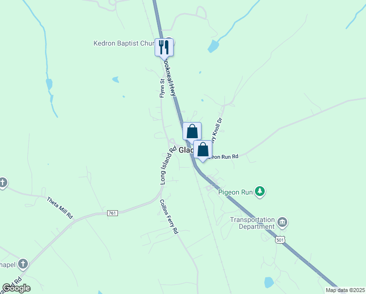 map of restaurants, bars, coffee shops, grocery stores, and more near 38 Long Island Road in Gladys