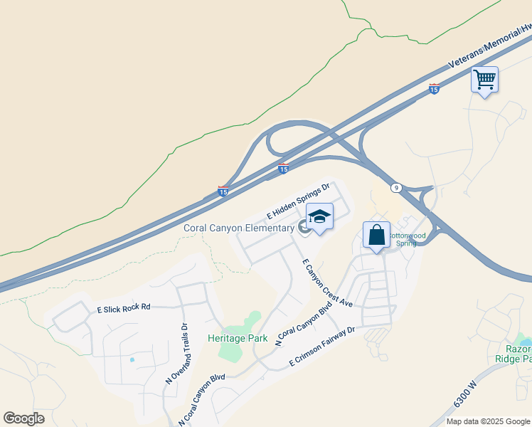 map of restaurants, bars, coffee shops, grocery stores, and more near 3345 East Hidden Springs Drive in Washington