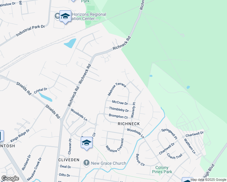 map of restaurants, bars, coffee shops, grocery stores, and more near 805 Melrose Terrace in Newport News