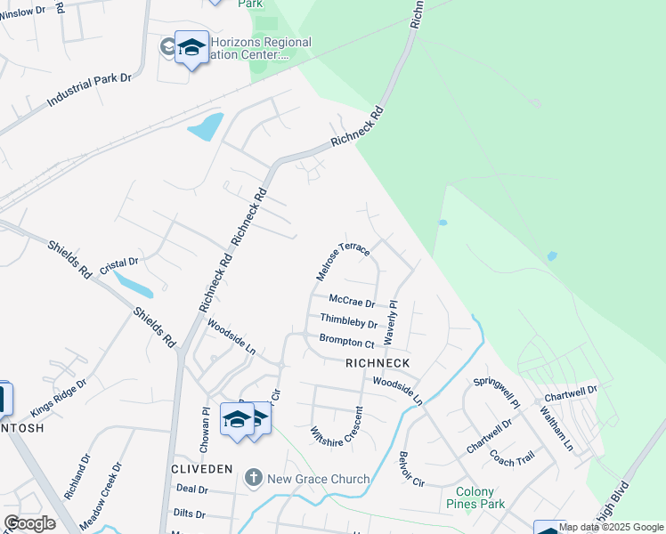 map of restaurants, bars, coffee shops, grocery stores, and more near 805 Melrose Terrace in Newport News