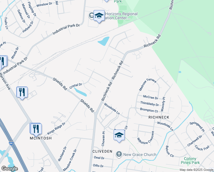 map of restaurants, bars, coffee shops, grocery stores, and more near 453 Richneck Road in Newport News