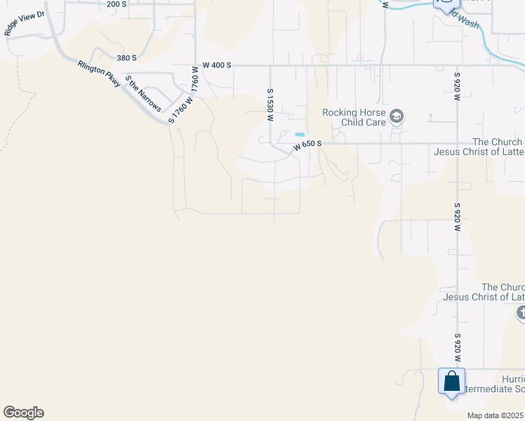 map of restaurants, bars, coffee shops, grocery stores, and more near 1576 West 840 South in Hurricane