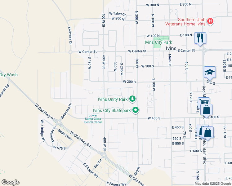 map of restaurants, bars, coffee shops, grocery stores, and more near 336 West 270 South in Ivins