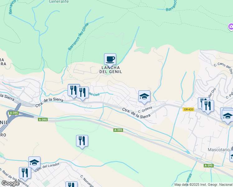 map of restaurants, bars, coffee shops, grocery stores, and more near 2 Tablas de Daimiel in Granada