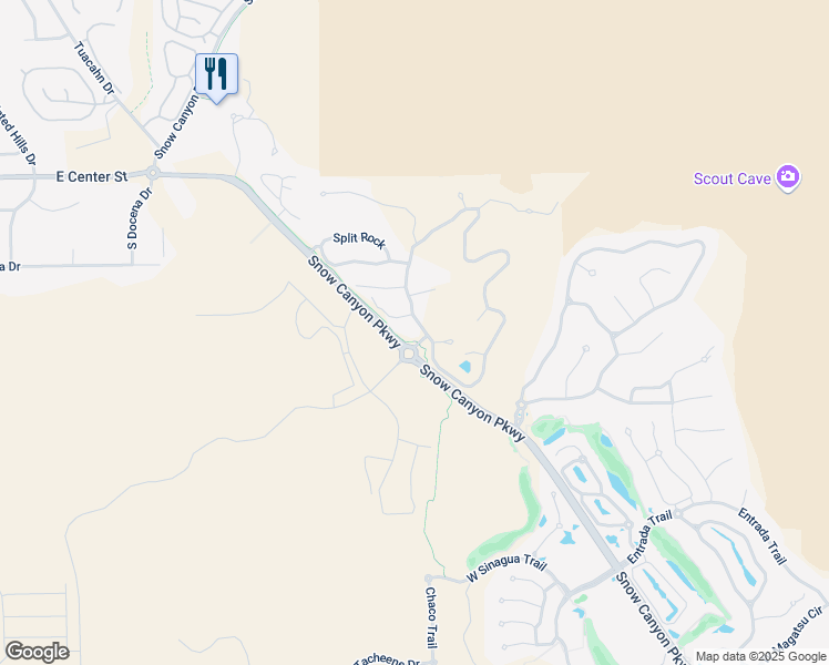 map of restaurants, bars, coffee shops, grocery stores, and more near 1500 Split Rock in Ivins