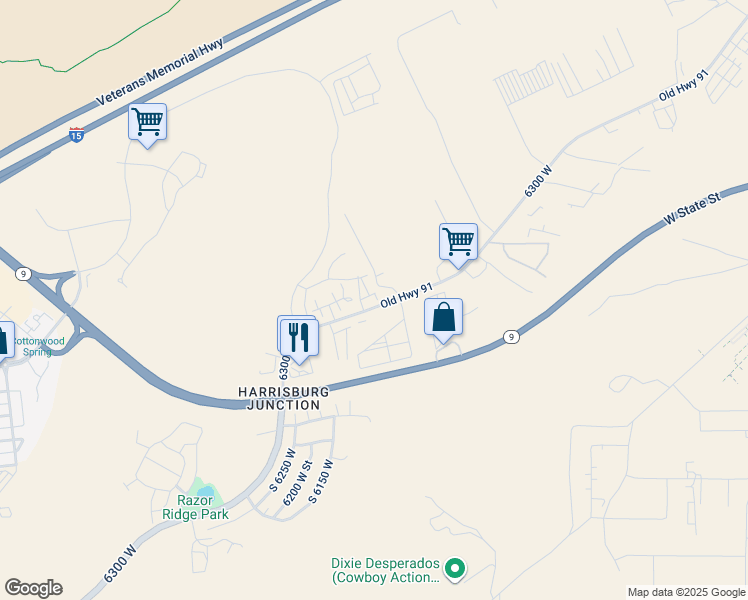 map of restaurants, bars, coffee shops, grocery stores, and more near 528-882 North Old Highway 91 in Hurricane