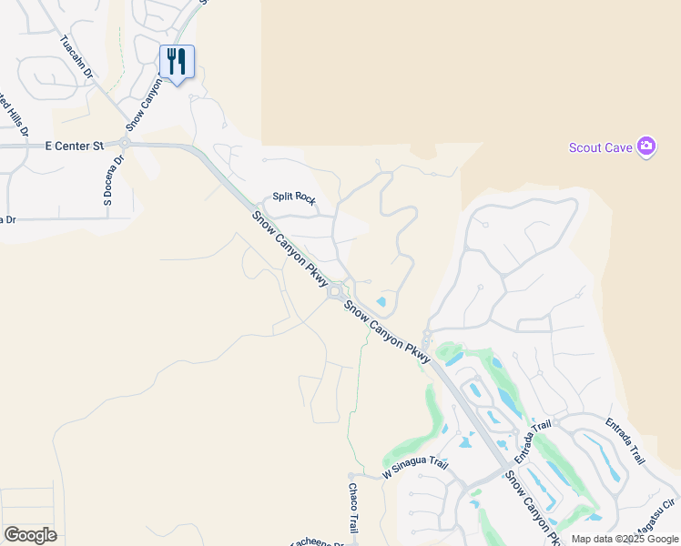 map of restaurants, bars, coffee shops, grocery stores, and more near 1500 Split Rock in Ivins