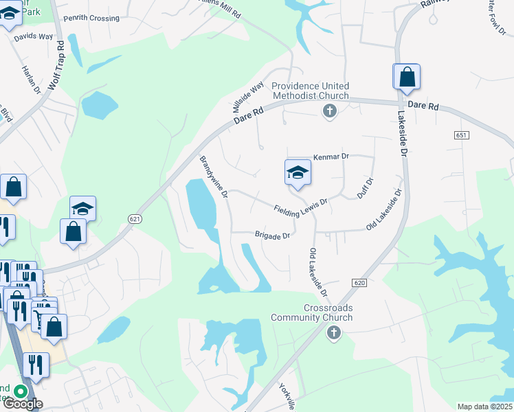map of restaurants, bars, coffee shops, grocery stores, and more near 200 Fielding Lewis Drive in Yorktown