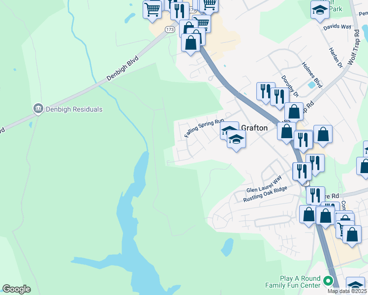 map of restaurants, bars, coffee shops, grocery stores, and more near 102 Pheasant Watch in Yorktown