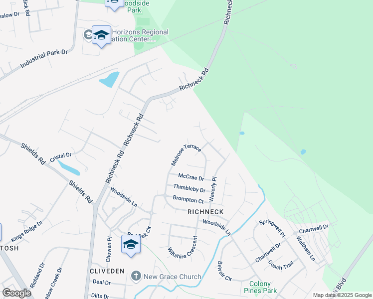 map of restaurants, bars, coffee shops, grocery stores, and more near 795 Melrose Terrace in Newport News