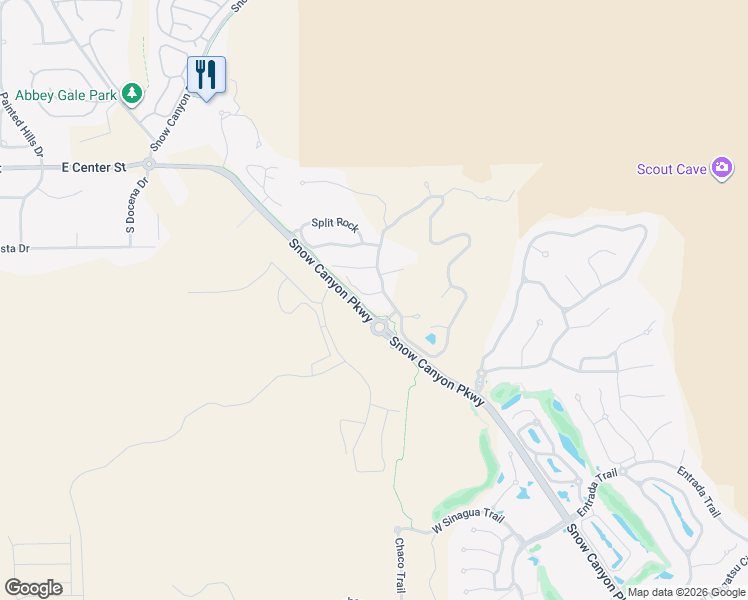 map of restaurants, bars, coffee shops, grocery stores, and more near 1500 Split Rock in Ivins