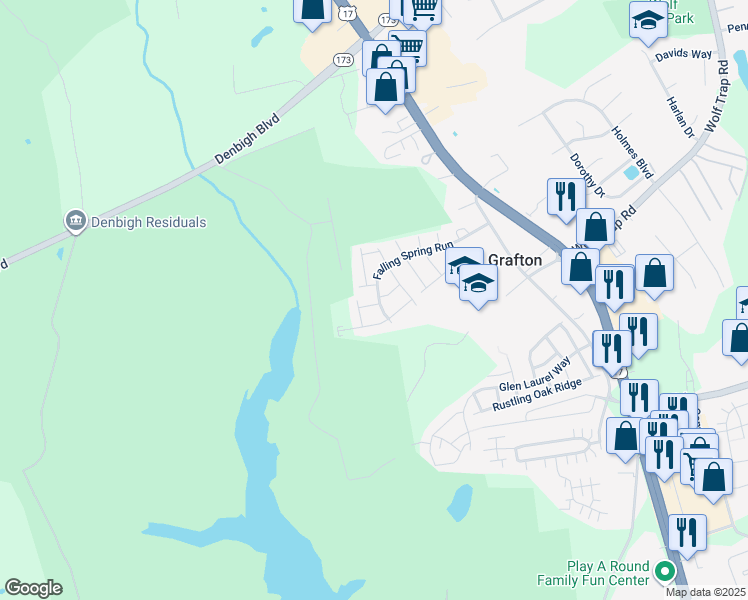 map of restaurants, bars, coffee shops, grocery stores, and more near 100 Pheasant Watch in Yorktown