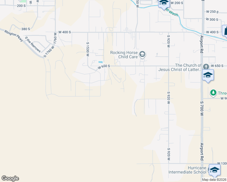 map of restaurants, bars, coffee shops, grocery stores, and more near 1355 West 800 South in Hurricane