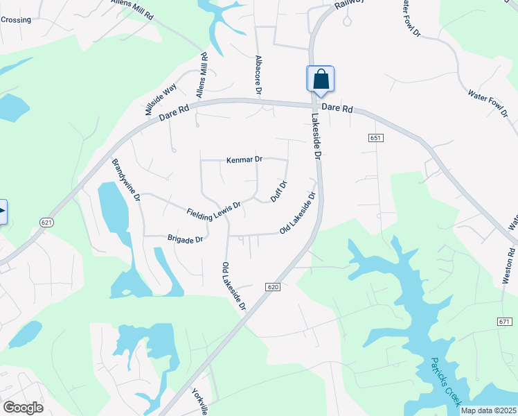 map of restaurants, bars, coffee shops, grocery stores, and more near 102 Duff Drive in Yorktown