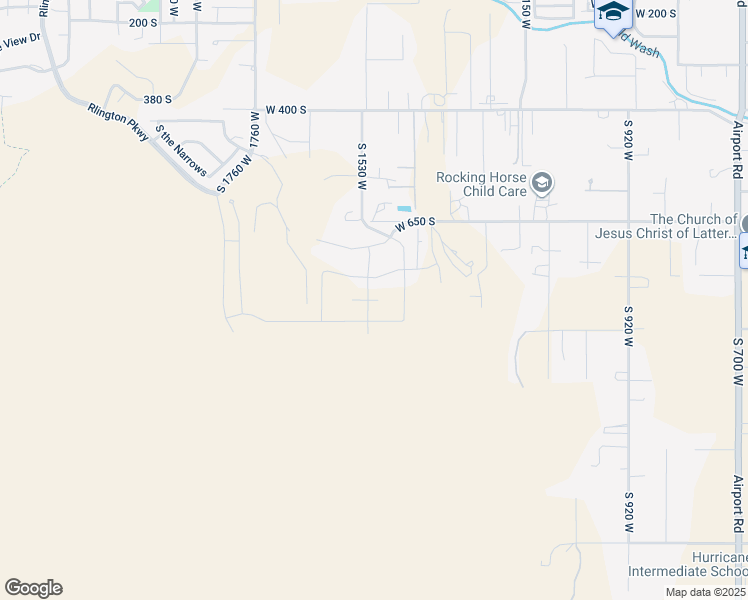 map of restaurants, bars, coffee shops, grocery stores, and more near 1525 West 800 South in Hurricane