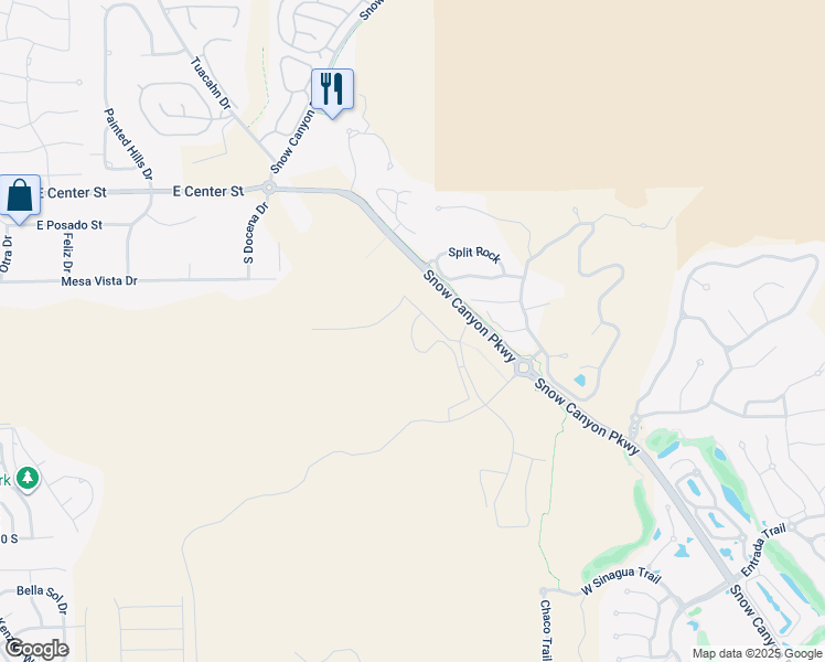 map of restaurants, bars, coffee shops, grocery stores, and more near 1400 East Black Desert Drive in Ivins