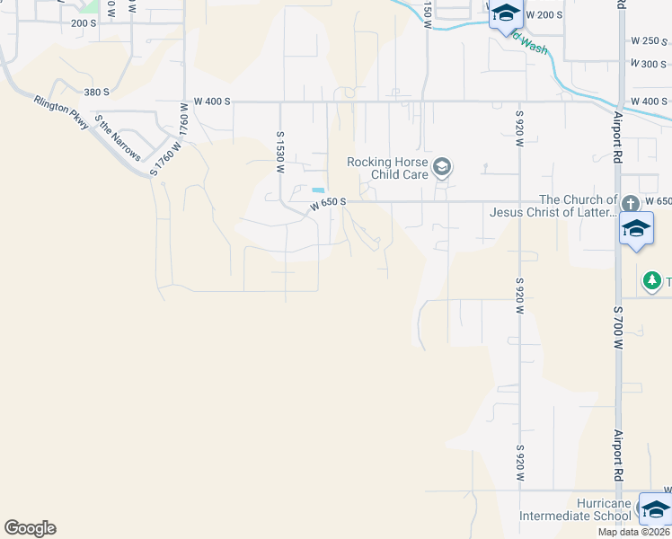 map of restaurants, bars, coffee shops, grocery stores, and more near 759 South 1480 West in Hurricane