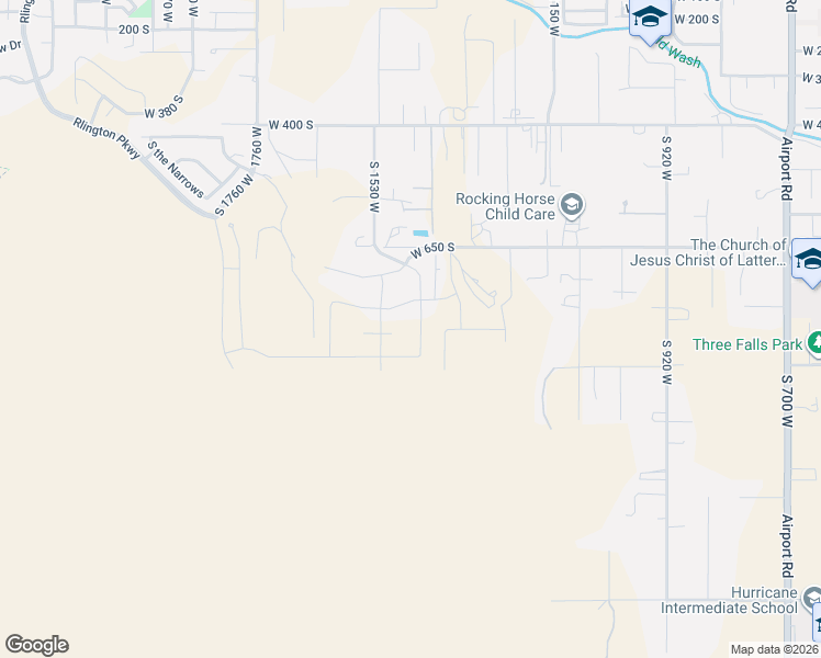 map of restaurants, bars, coffee shops, grocery stores, and more near 784 South 1480 West in Hurricane