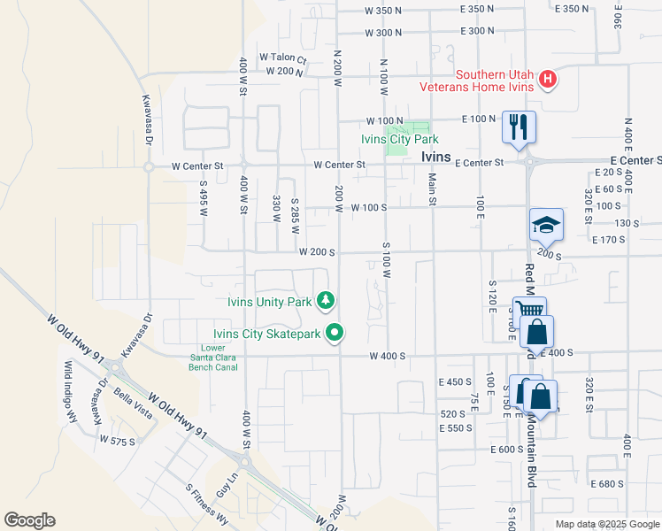 map of restaurants, bars, coffee shops, grocery stores, and more near 229 South 260 West in Ivins