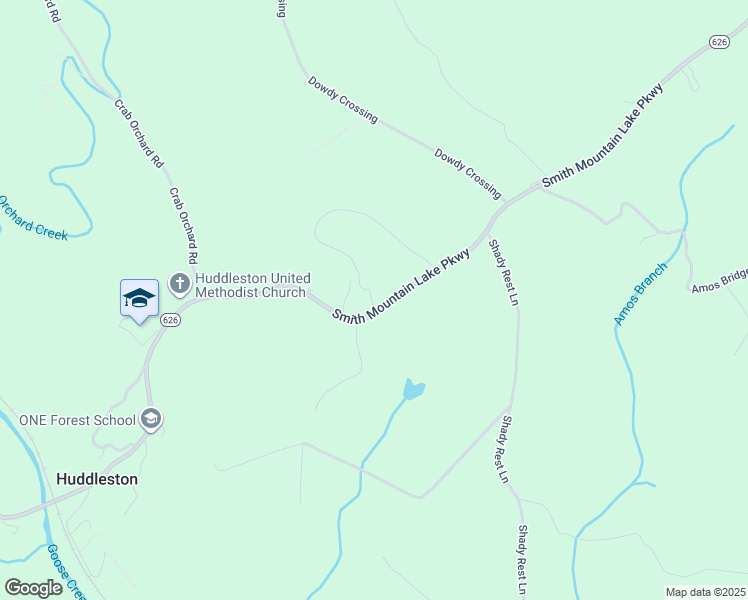 map of restaurants, bars, coffee shops, grocery stores, and more near 3991 Smith Mountain Lake Parkway in Huddleston
