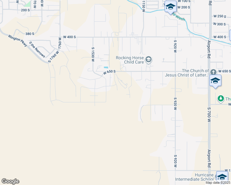 map of restaurants, bars, coffee shops, grocery stores, and more near 800 South 1360 West in Hurricane