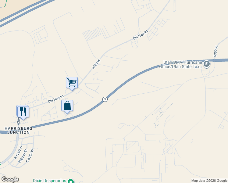 map of restaurants, bars, coffee shops, grocery stores, and more near West State Street in Hurricane