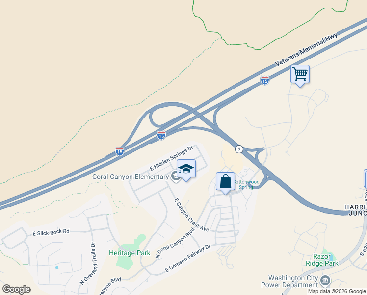 map of restaurants, bars, coffee shops, grocery stores, and more near 3531 East Hidden Springs Drive in Washington