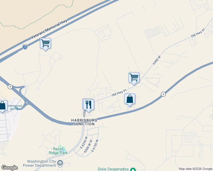 map of restaurants, bars, coffee shops, grocery stores, and more near 290 Lone Rock Drive in Hurricane