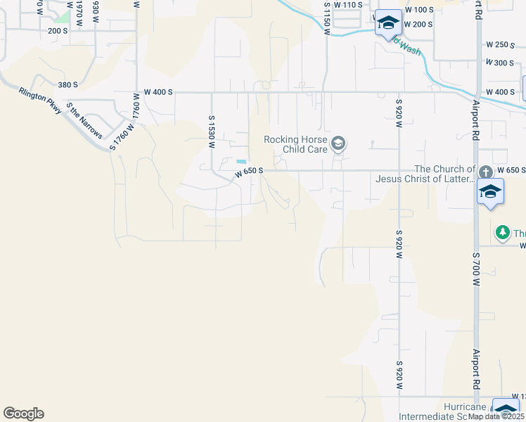 map of restaurants, bars, coffee shops, grocery stores, and more near 800 South 1360 West in Hurricane
