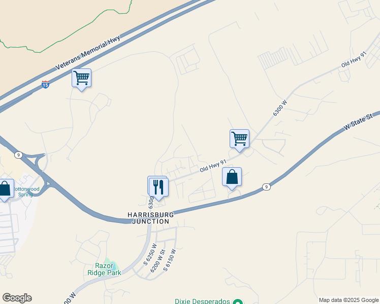 map of restaurants, bars, coffee shops, grocery stores, and more near 228 Lone Rock Drive in Hurricane