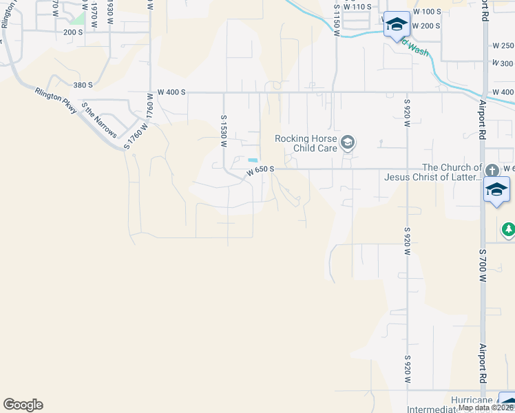 map of restaurants, bars, coffee shops, grocery stores, and more near 759 South 1480 West in Hurricane