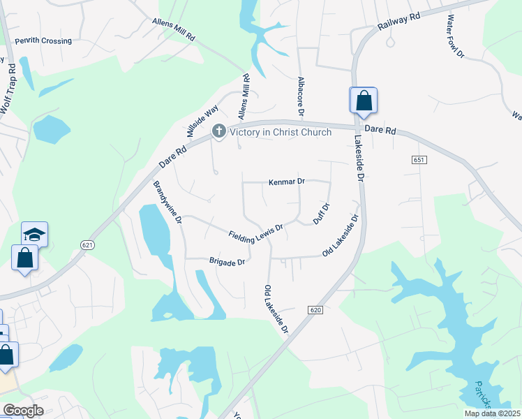 map of restaurants, bars, coffee shops, grocery stores, and more near 108 Hailsham Place in Yorktown