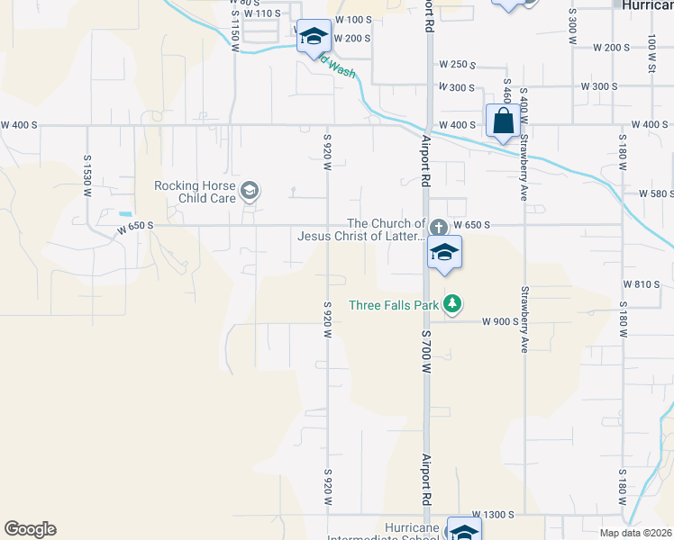 map of restaurants, bars, coffee shops, grocery stores, and more near 793 South 920 West in Hurricane