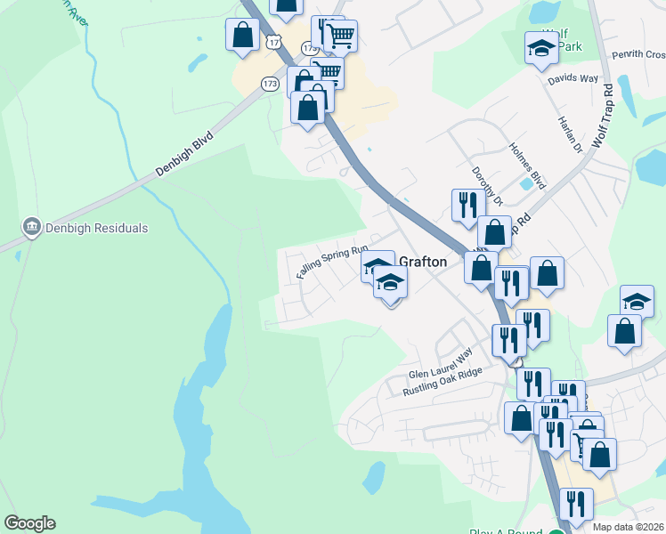 map of restaurants, bars, coffee shops, grocery stores, and more near 101 Tannin Bark Trail in Yorktown