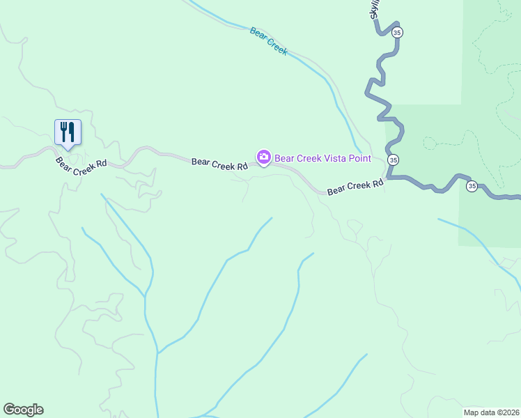 map of restaurants, bars, coffee shops, grocery stores, and more near 21006 Bear Creek Road in Los Gatos